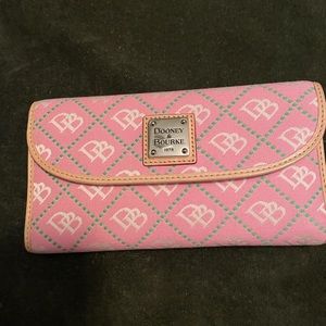 Dooney & Bourke wallet. pink with green accent NWT